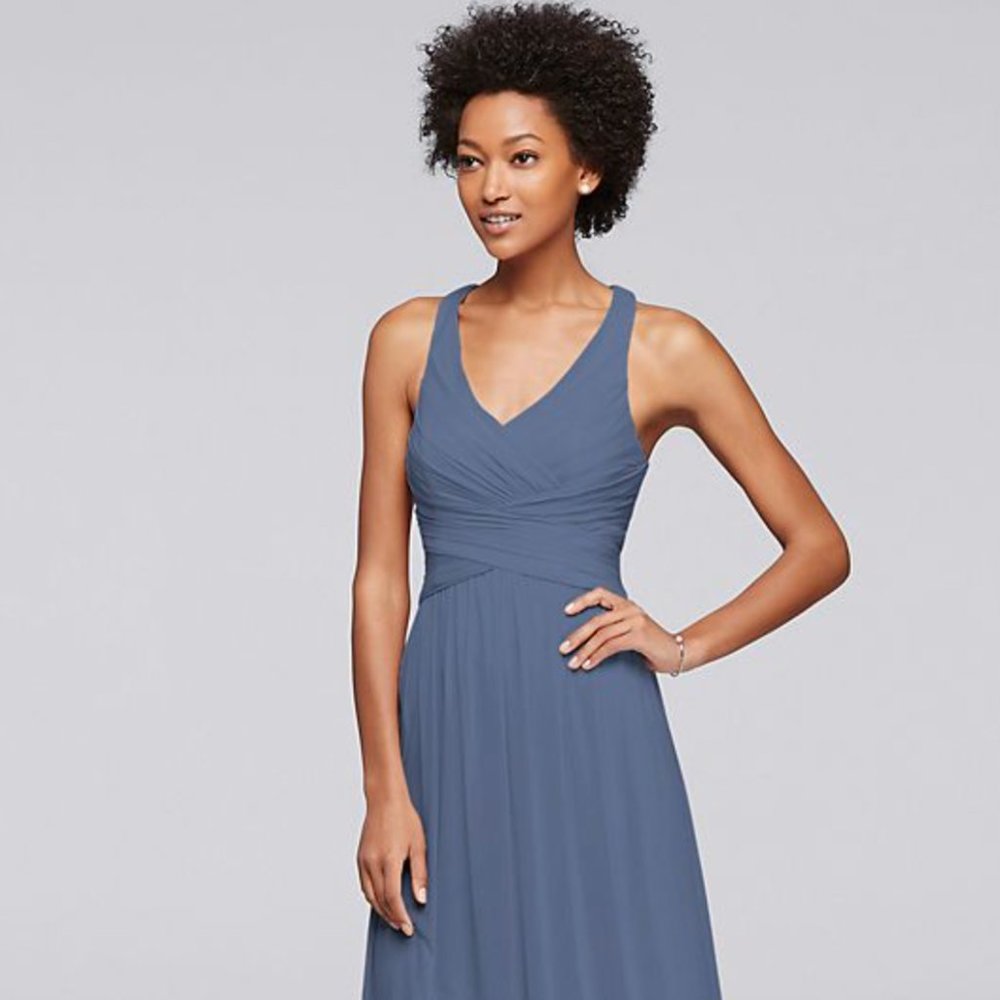 David's Bridal dress W10974 Steel Blue